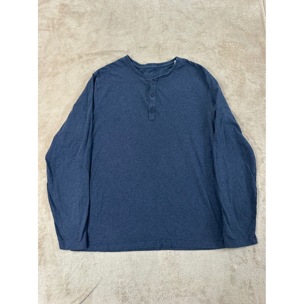 Patagonia Henley Shirts Men Medium Blue Organic Casual Minimalist Long Sleeve